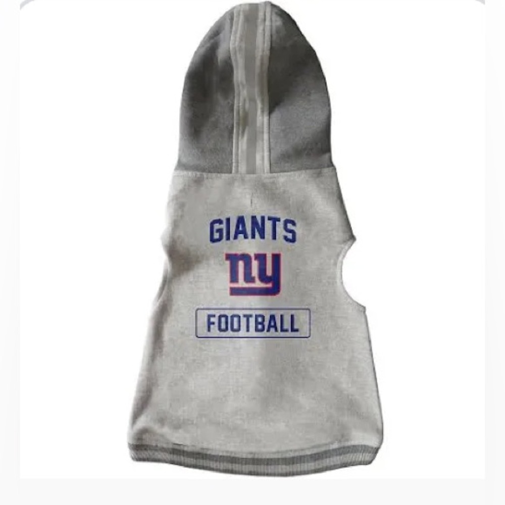 NWT Pet NY Giants Football Hoodie Velcro Sweatshirt Dog Cat Heather Gray S Small